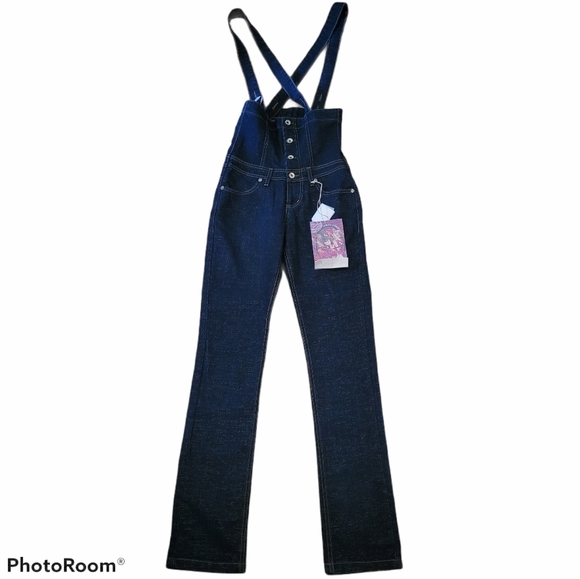 De Puta Madre 69 Dark Denim Overall Jeans Sz 27 - Picture 1 of 15